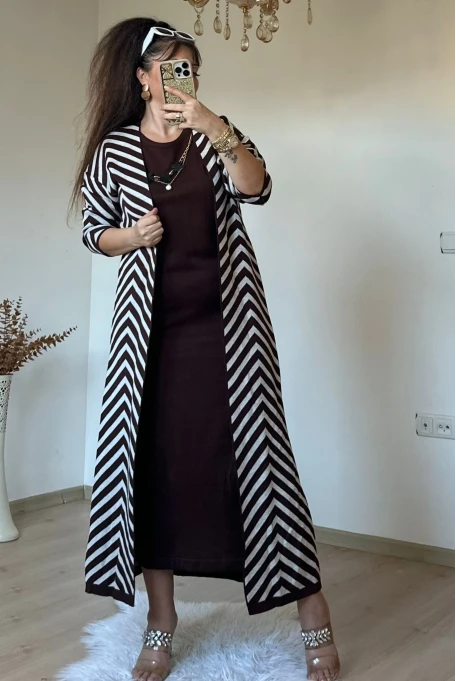 Elbıse Tunık Takım Kahve