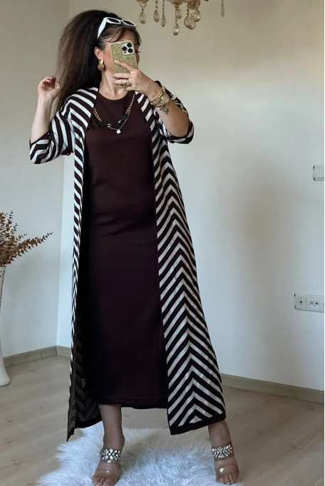 Elbıse Tunık Takım Kahve