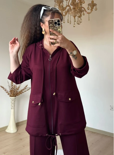 Fermuarlı Spor Takım Bordo