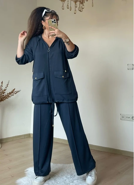 Fermuarlı Spor Takım Füme