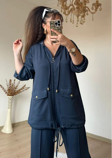 Fermuarlı Spor Takım Füme