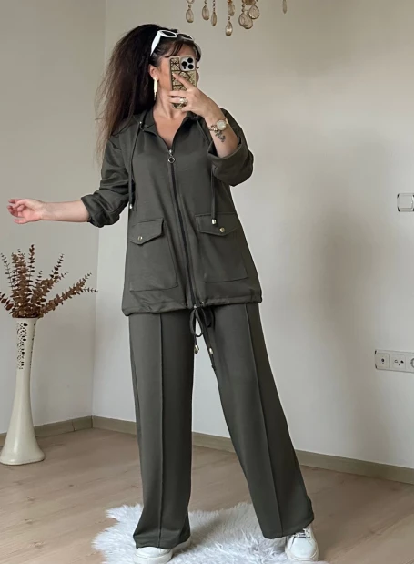 Fermuarlı Spor Takım Haki