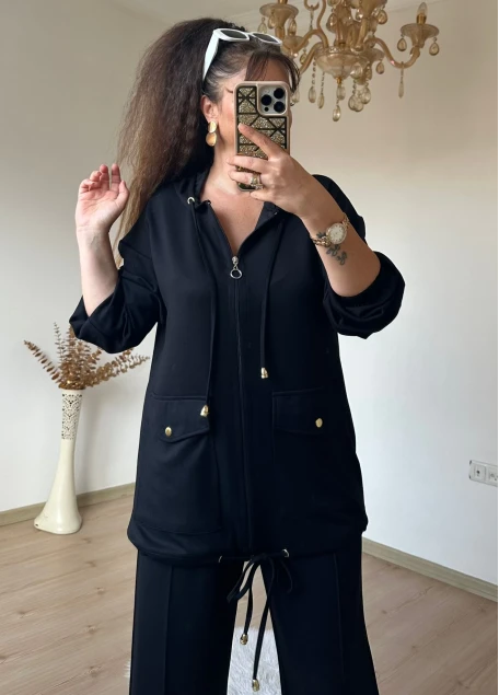 Fermuarlı Spor Takım Siyah