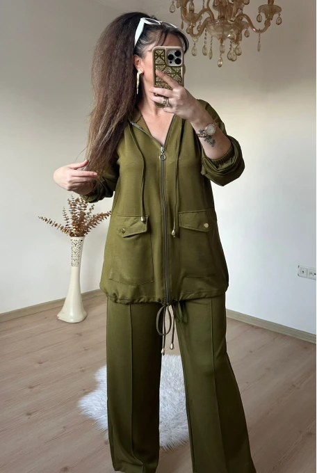 Fermuarlı Spor Takım Yağ Yeşili