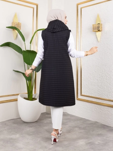 Gold Detaylı Yelek Siyah