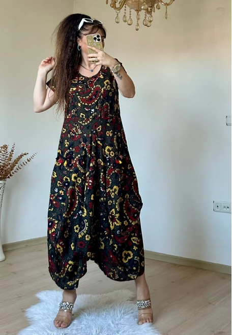 HAki Şal Desen Şalvar Elbise