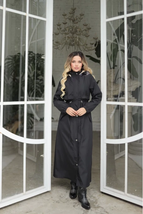 İçi Kürklü Kaban Siyah