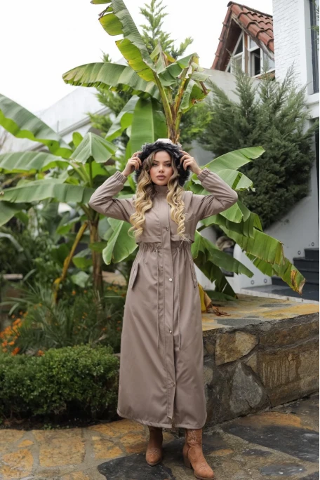 İçi Kürklü Kaban Taş Rengi