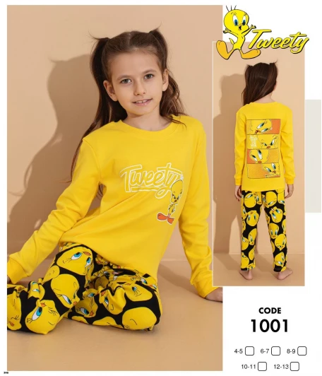 Karakter Baskı Çoçuk Takım Sarı