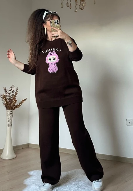 Karakter Baskılı Tiriko Takım Kahve