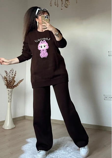 Karakter Baskılı Tiriko Takım Kahve