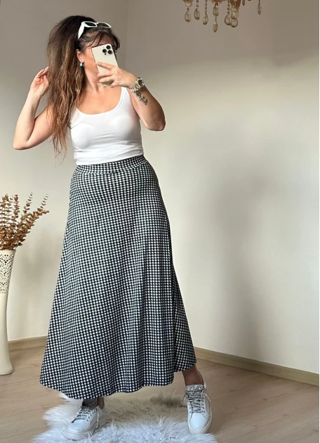 Kaz Ayağı Desen Etek