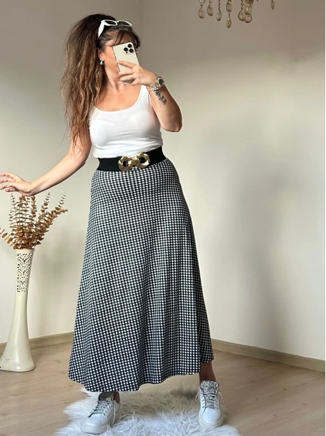 Kaz Ayağı Desen Etek