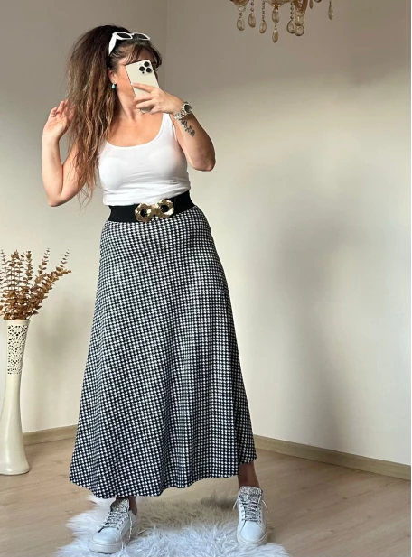 Kaz Ayağı Desen Etek