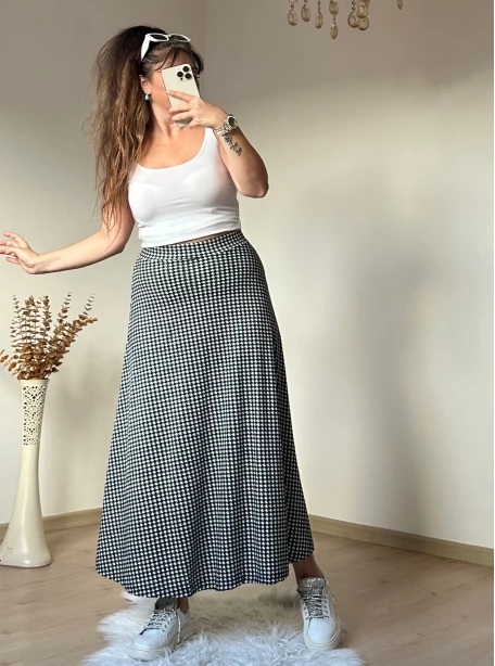 Kaz Ayağı Desen Etek