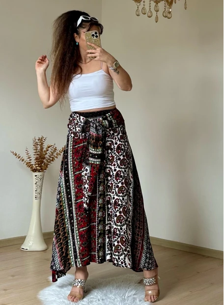 Kilim Desen Etek Yeşil Tonlu