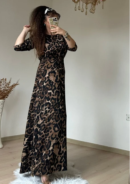 Leopar Desen Bürümcük Elbise