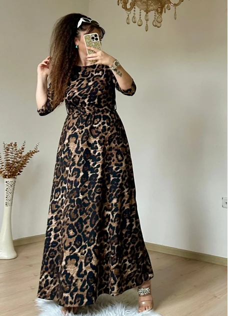 Leopar Desen Bürümcük Elbise