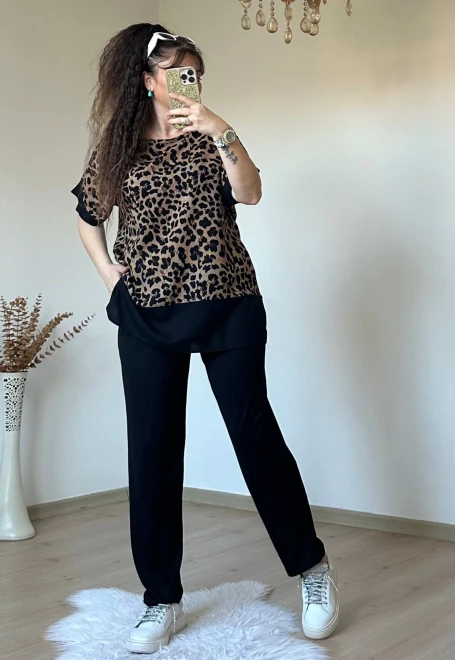 Leopar Desen Dokuma Takım