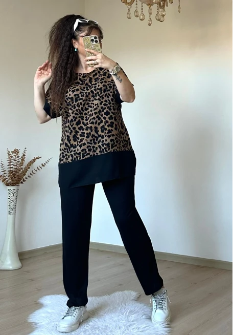 Leopar Desen Dokuma Takım