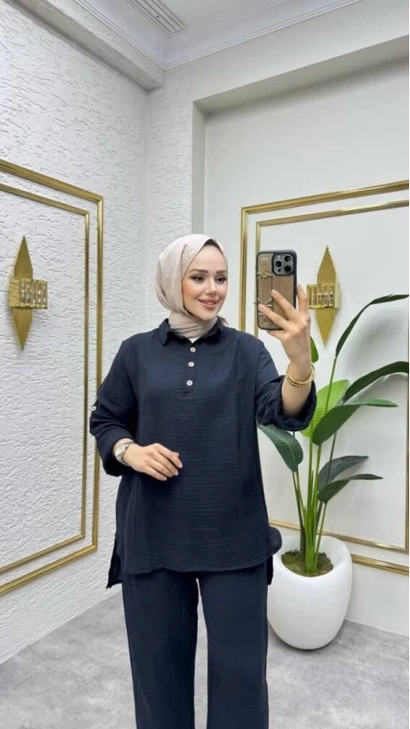 Müslin Pantolon Takım Siyah