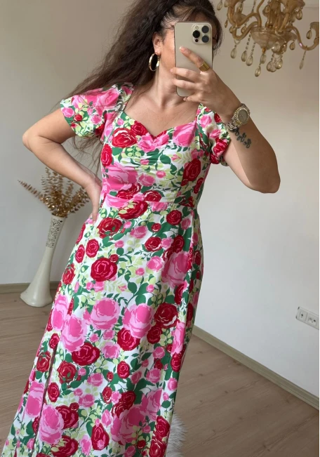 Kiss Collar Pink Floral Dress
