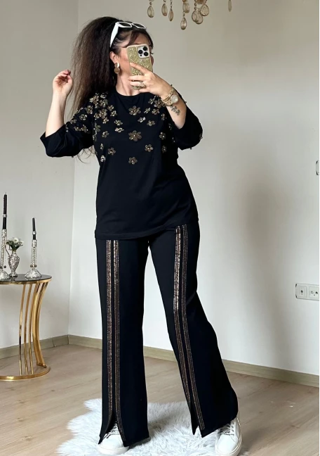 Papatya Gold Taşlı Takım