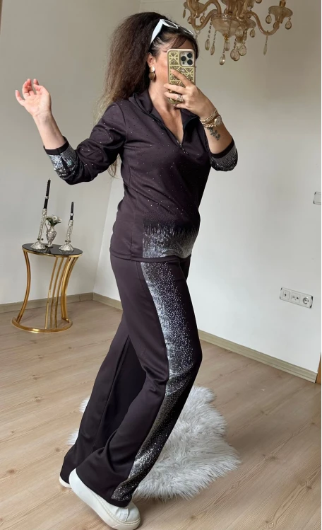 Romantik Taşlı Takım Kahve