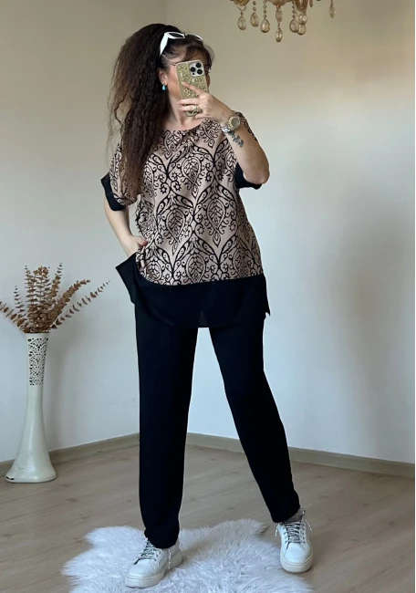 Şal Desen Dokuma Takım Somon Renk