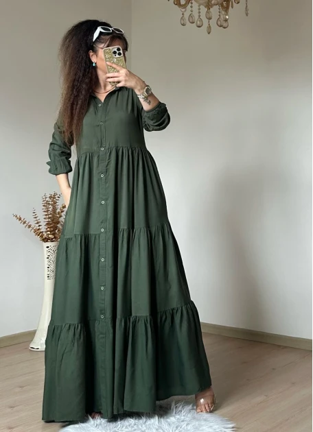 Salaş Gömlek Elbise Haki