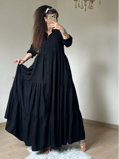 Salaş Gömlek Elbise Siyah