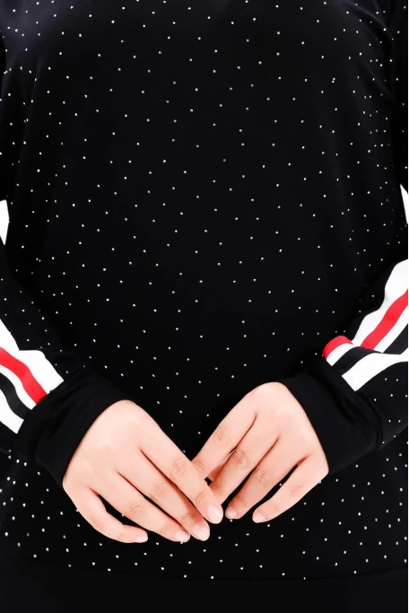 Simli Taşlı Şeritli Eşofman Takımı