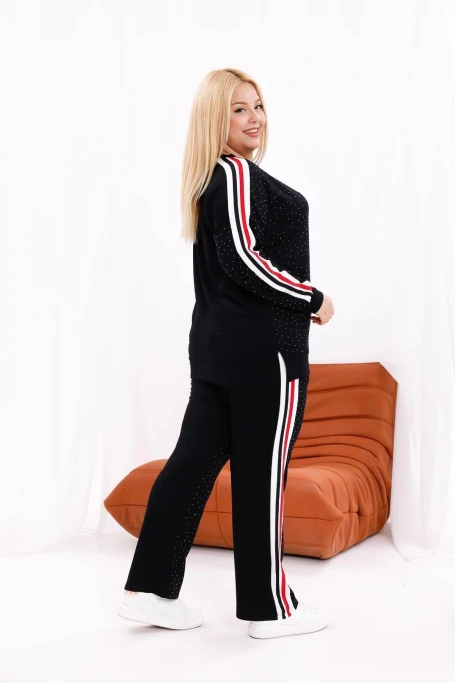 Simli Taşlı Şeritli Eşofman Takımı