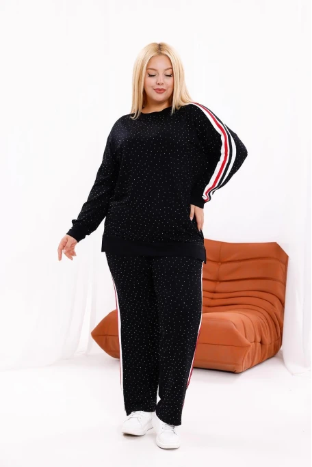 Simli Taşlı Şeritli Eşofman Takımı