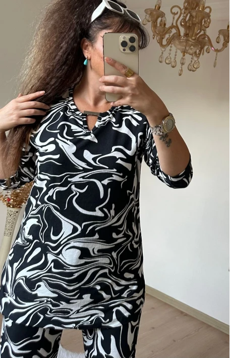 Süet Zebra Desen Takım