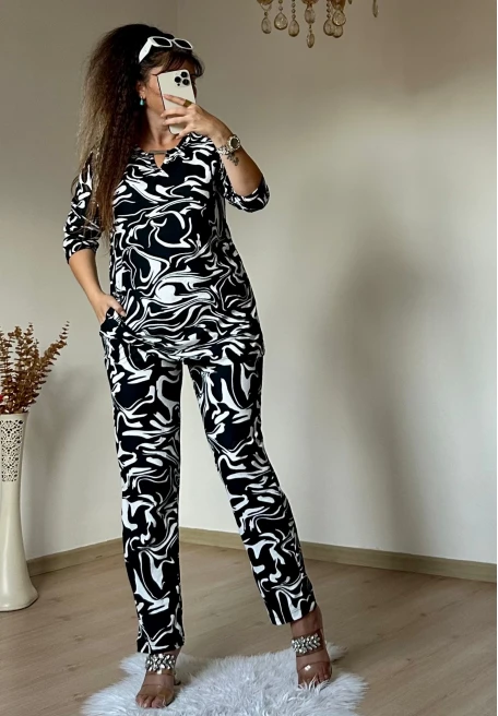 Süet Zebra Desen Takım