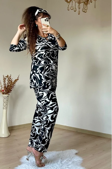 Süet Zebra Desen Takım