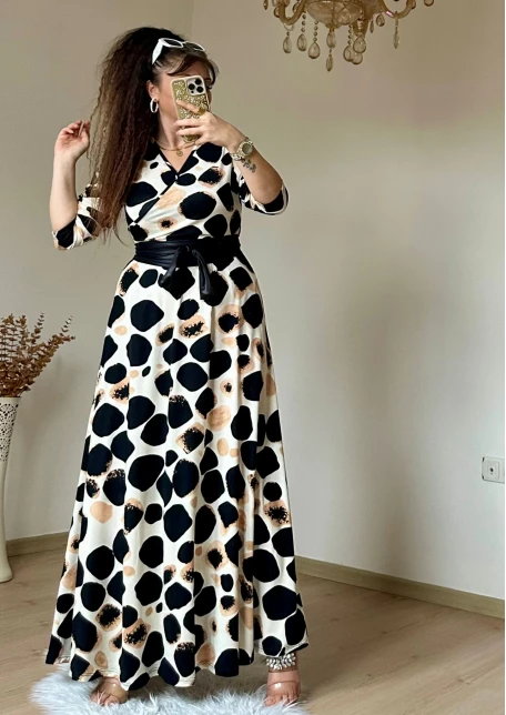 Tam Boy Açık Leopar Elbise