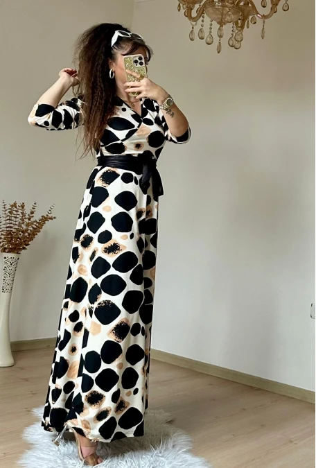 Tam Boy Açık Leopar Elbise