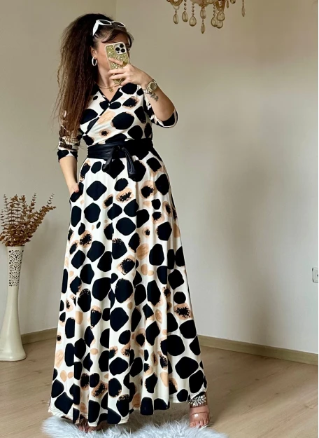 Tam Boy Açık Leopar Elbise