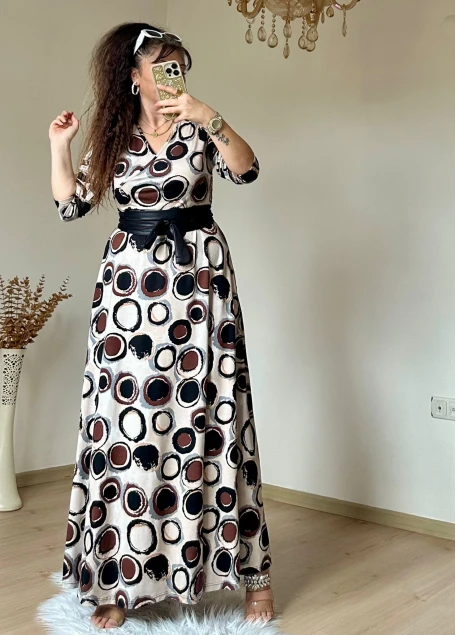 Tam Boy Halka Desen Elbise