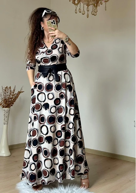 Tam Boy Halka Desen Elbise