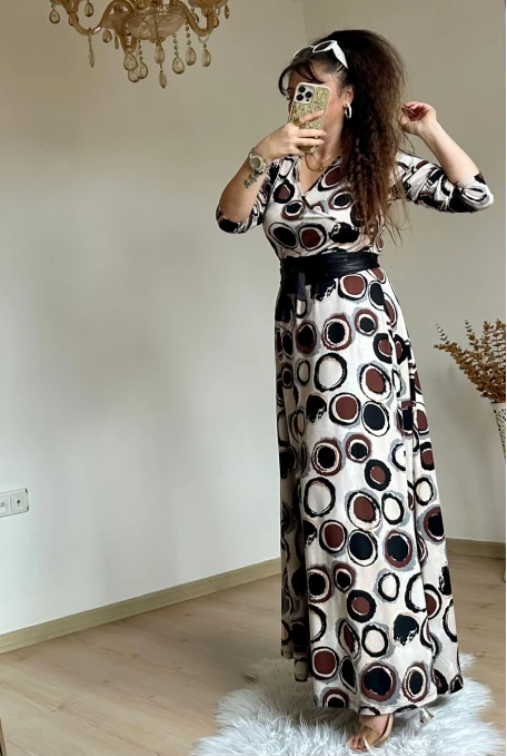 Tam Boy Halka Desen Elbise