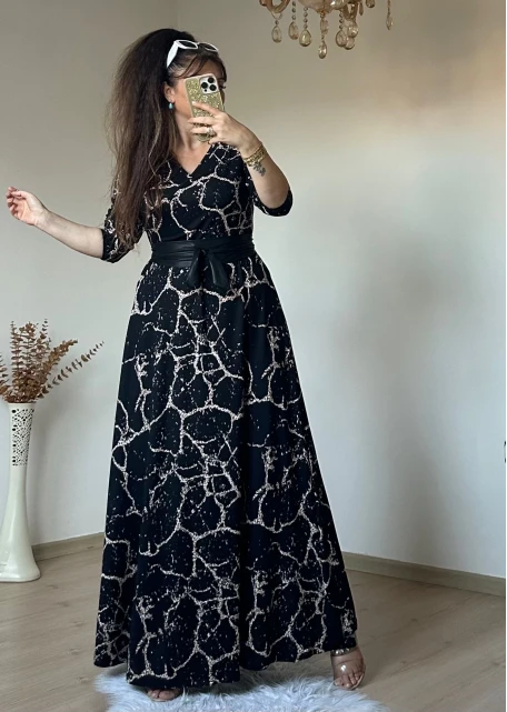 Tam Boy Mermer Desen Elbise