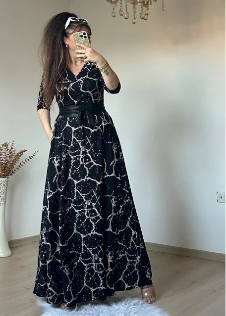 Tam Boy Mermer Desen Elbise