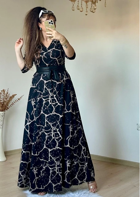 Tam Boy Mermer Desen Elbise