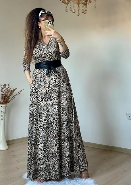 Tam Boy Minik Leopar Desen Elbise