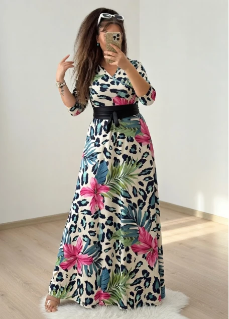 Tam Boy Pembe Manolya Desen Elbise