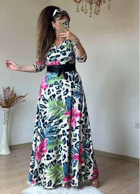 Tam Boy Pembe Manolya Desen Elbise