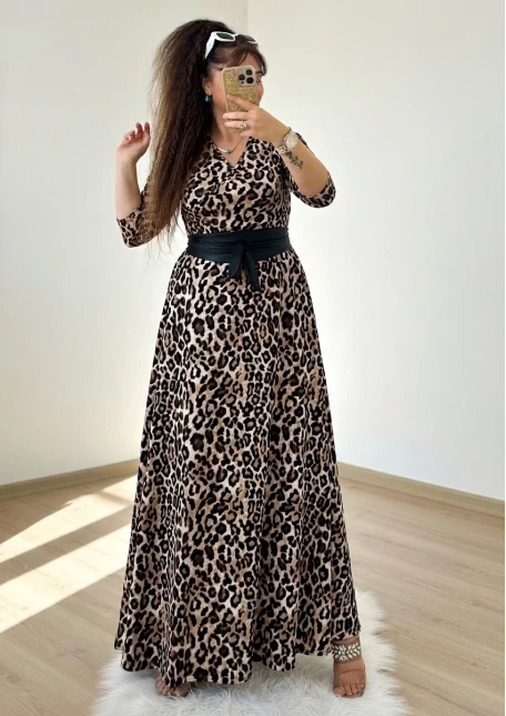 Tam Boy Premium Leopar Elbise